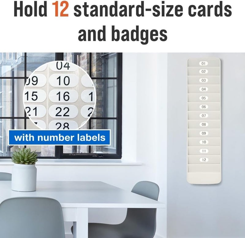 Japard Badge Rack Wall Mount 12 Card Holder to Keep Swipe Cards, Room VIP ID Lightweight Durable Plastic, Gray 12 Slots - Image 3